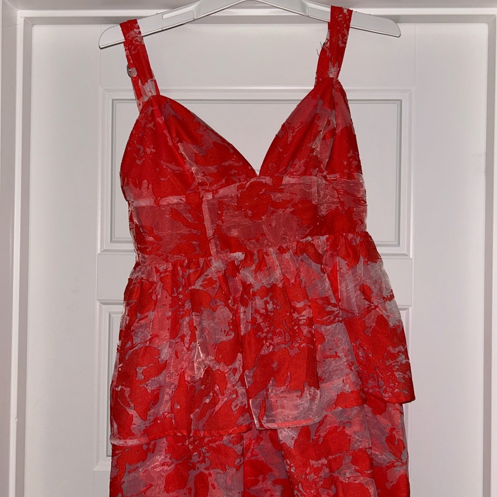 Red Spaghetti Strap Mini Romper